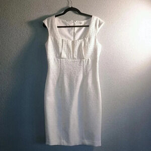 CALVIN KLEIN Womens White Lined Cap Sleeve Split Midi Fit + Dress 8